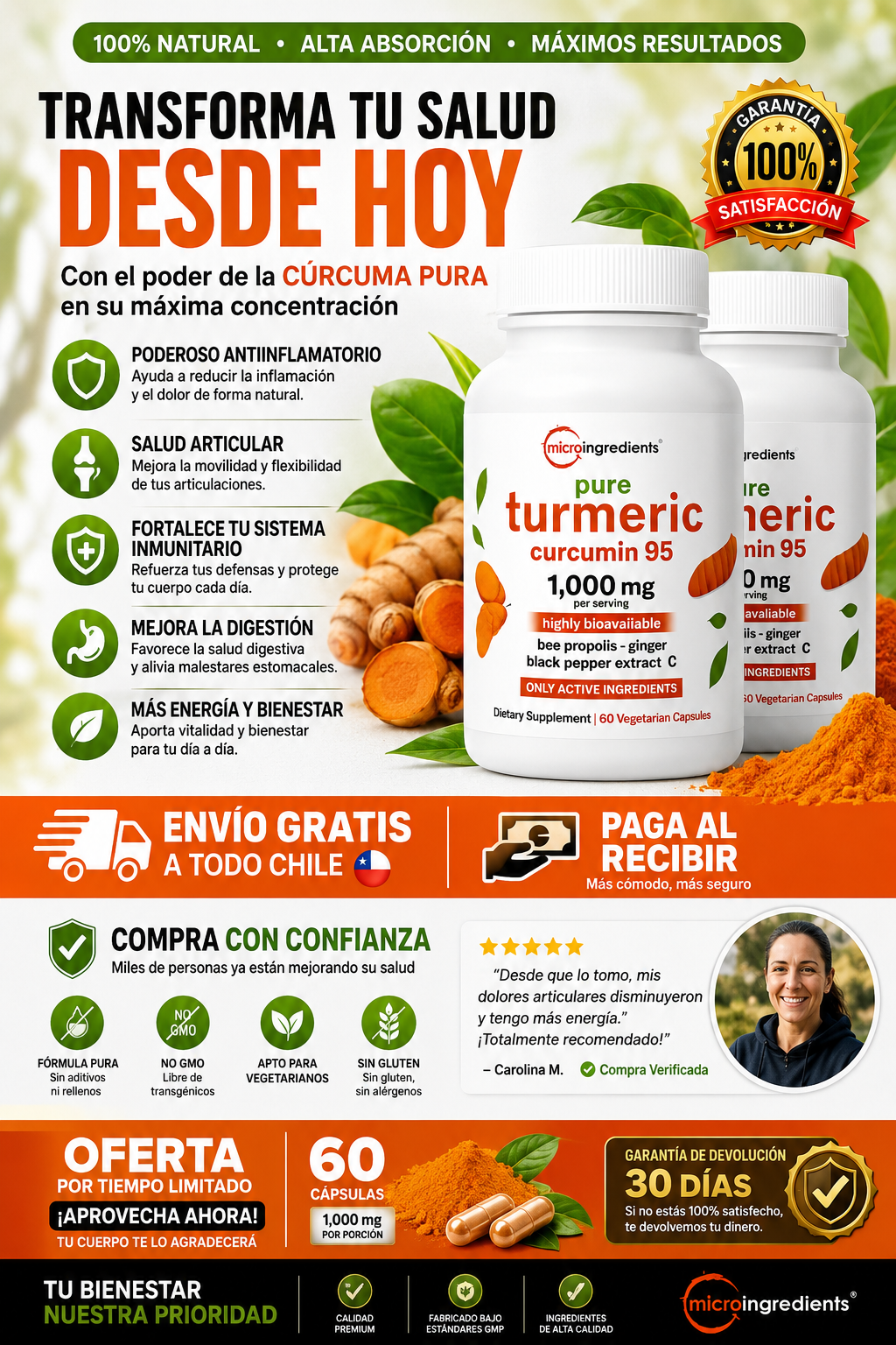 Capsulas Naturales Turmeric Curcumin® 60 caps