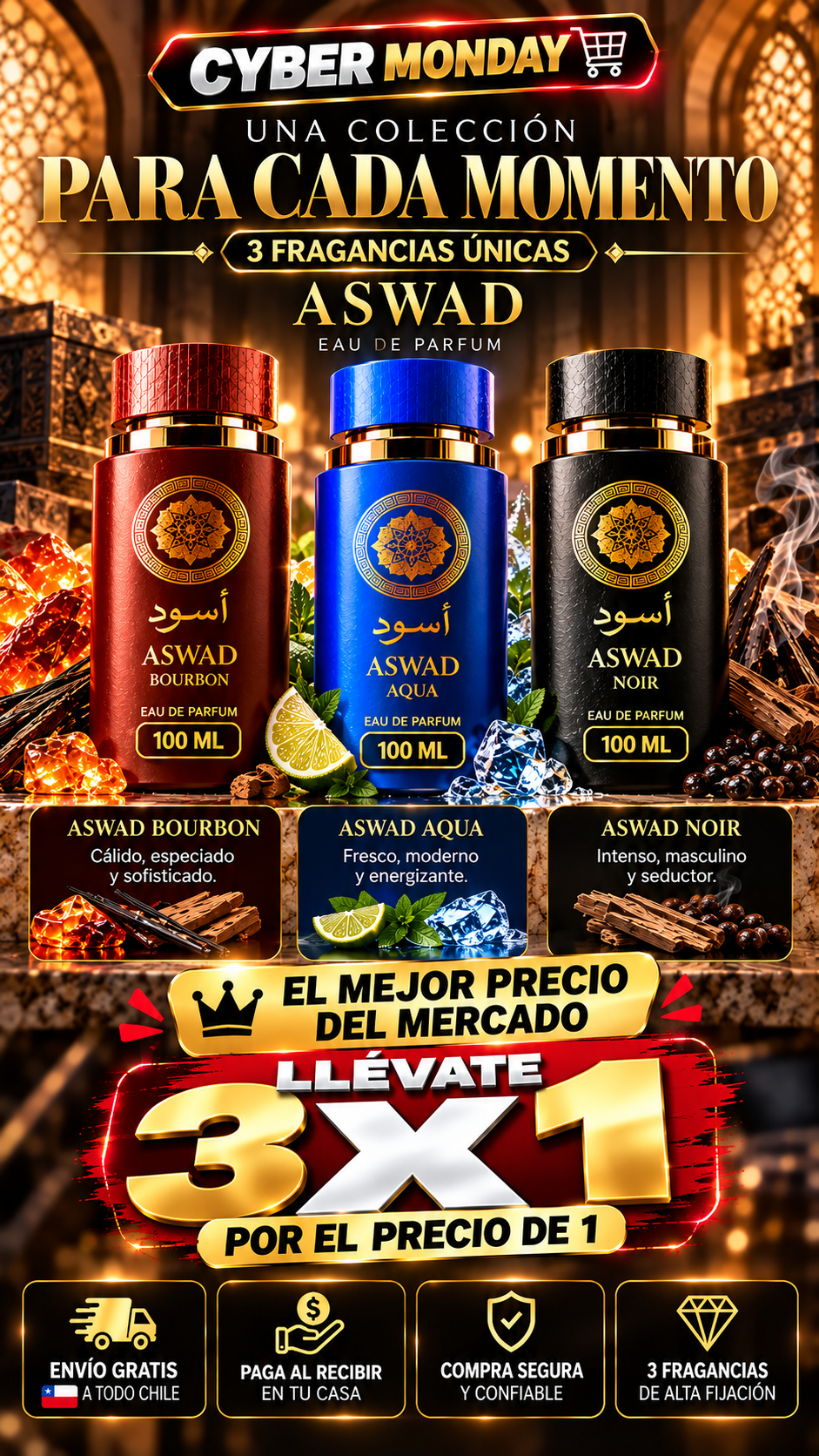PACK ASWAD X3 – 3 PERFUMES ÁRABES AL MEJOR PRECIO